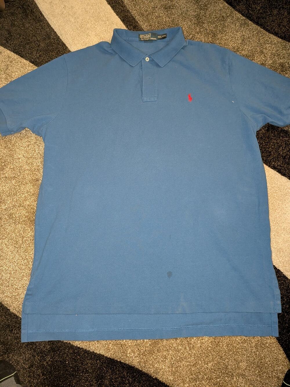 Polo Ralph Lauren Mens Polo Shirt XXL Blue Red Pony Short Sleeve Pique Knit